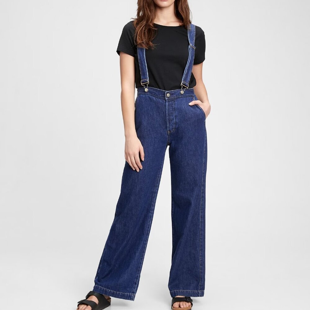 GAP Wide-Leg Suspender Jeans 14x31 - blue